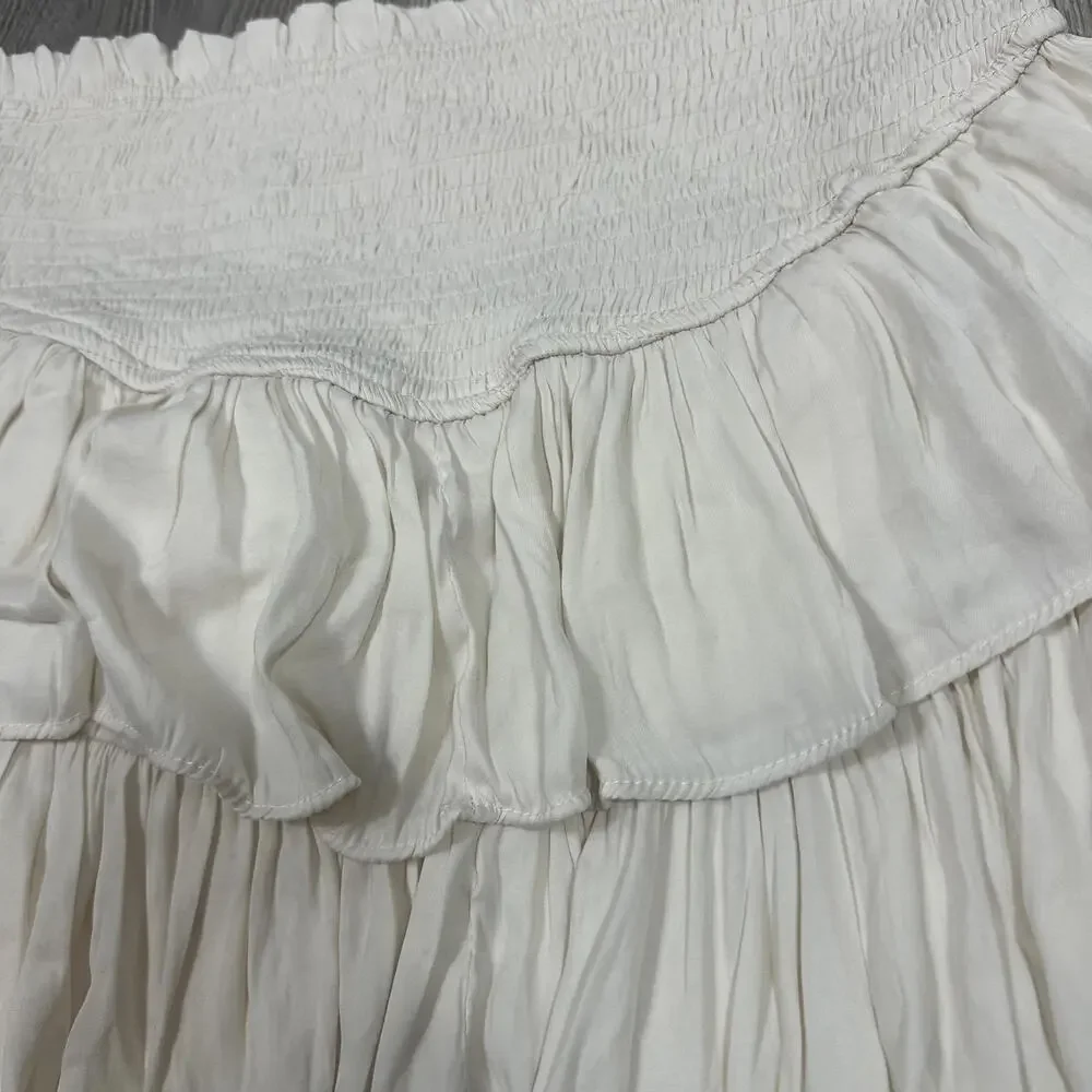 Mustard‎ Seed Cream Tiered Mini Skort with Elasticated Waist